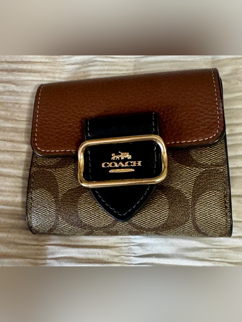 Coach Signature Canvas Wallet with Brown and Black Trim - Picture 6 of 6
